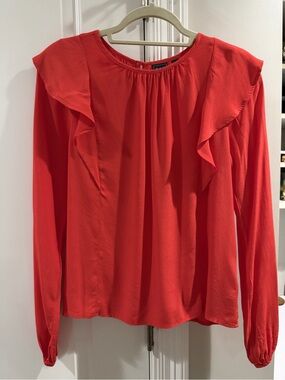 GAP Coral Ruffle-Trim Long Sleeve Blouse